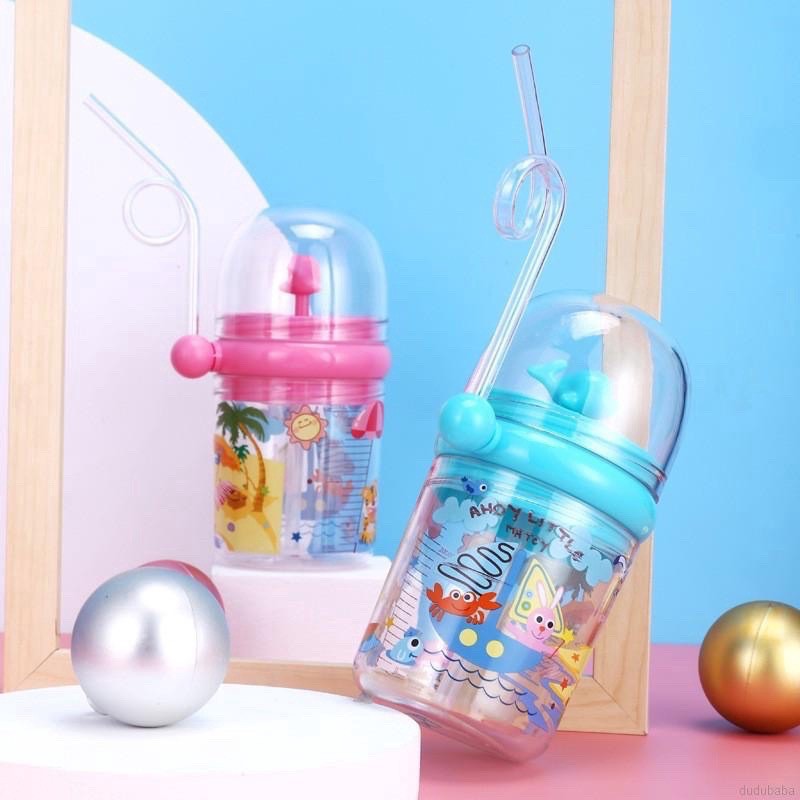 ( COD ) Botol Minum Sedotan Air Mancur Lumba Lumba / Paus Anak BPA FREE 250ml