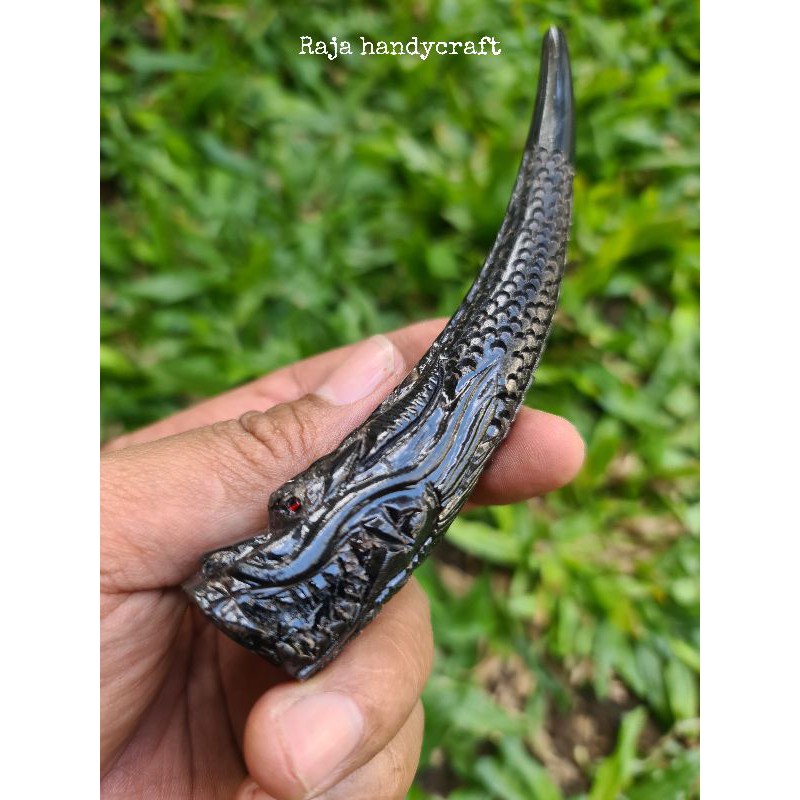 Once Pipa Rokok Tanduk Kerbau Asli Model Ukir panjang 14 cm kualitas istimewa