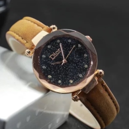 Jam Tangan Wanita Permata Mata Kecil Strap Kulit