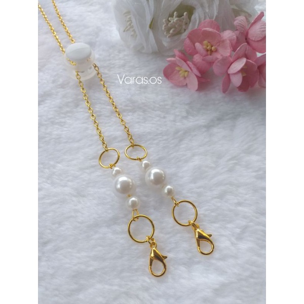 Strap masker hijab 2in 1 Rantai Gold - konektor masker jilbab - kaitan masker - tali masker - kalung