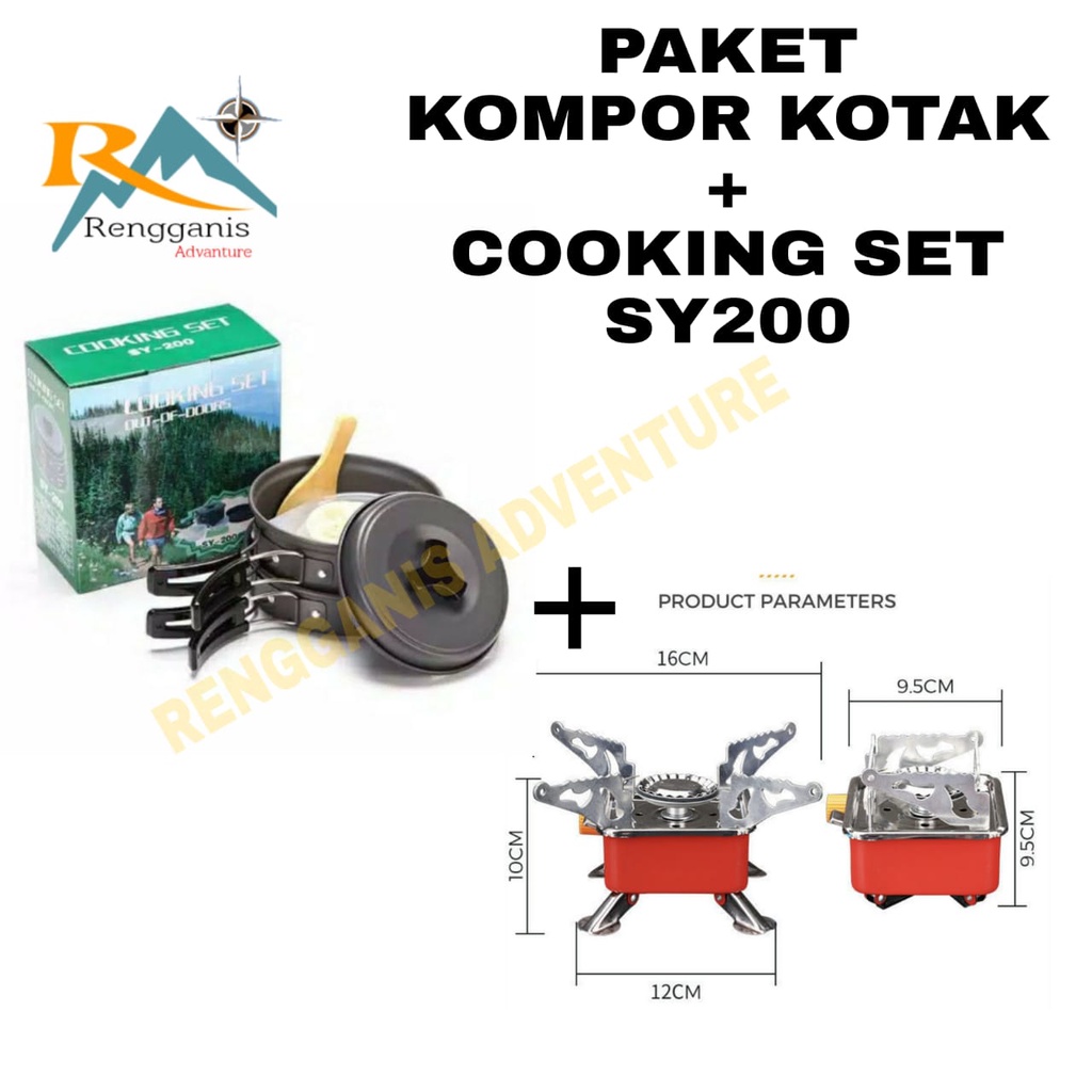 PAKET ALAT MASAK CAMPING KOMPOR MAWAR WINDFROOF K 203 COOKING SET COOKING SET SY 200 ALAT MASAK CAMPING