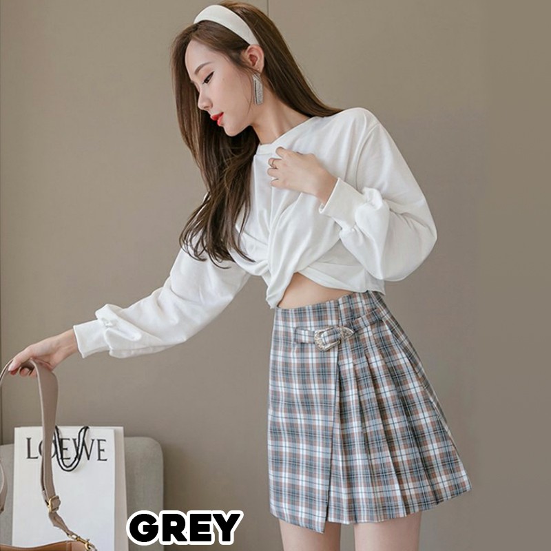 KARAKOREA 9800 Jisoo Skirt/Korean Mini Skirt/Rok pendek/Rok Lipit Lisa/Rok Autumn/Rok Winter/Rok Korea Skirt