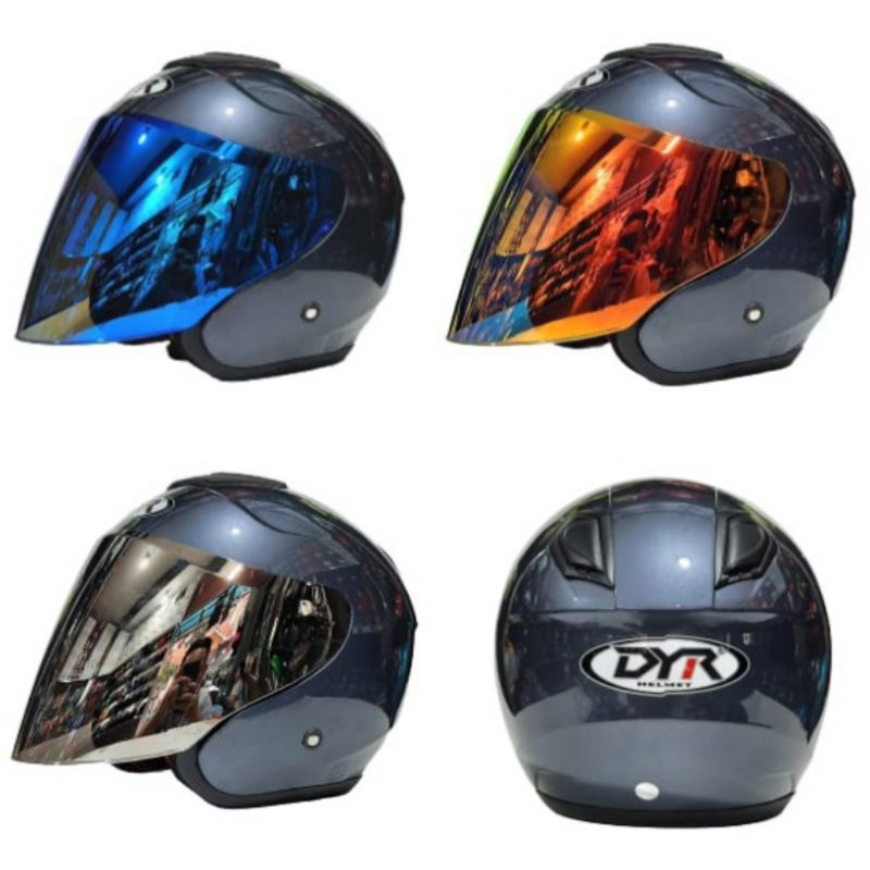 Helm KYOTO Allgrey Gloss Paket Ganteng Kaca Flat Iridium Venom Merek DYR not KYT