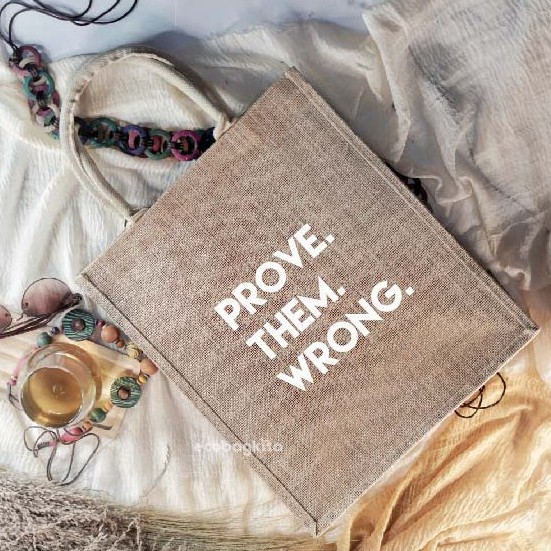 Tote Bag Jute Bag Tas Goni PORTRAIT CUSTOM NAMA atau Tulisan