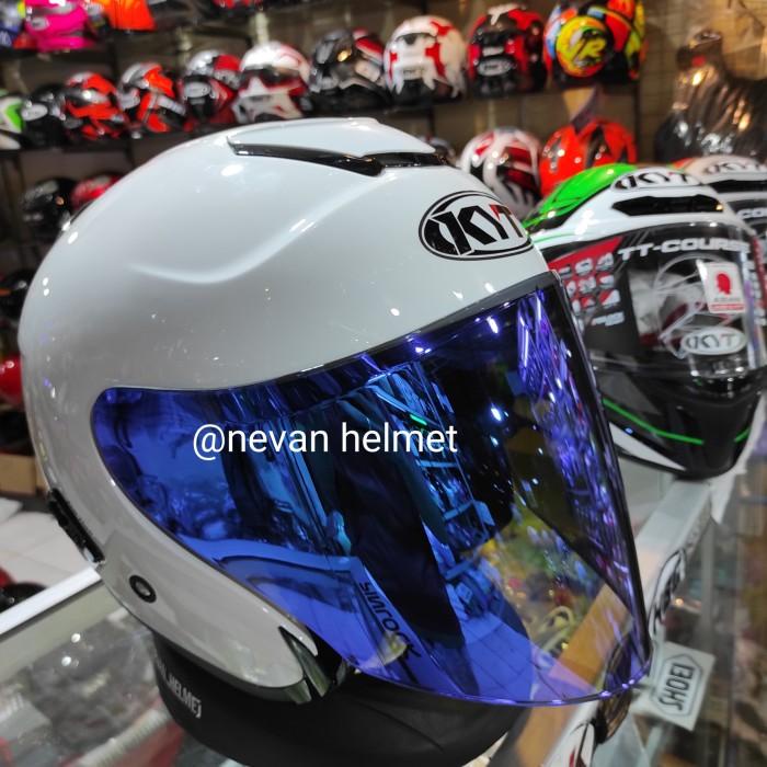 Cover Helm / Kyt Kyoto Putih Paket Ganteng Visor Blue