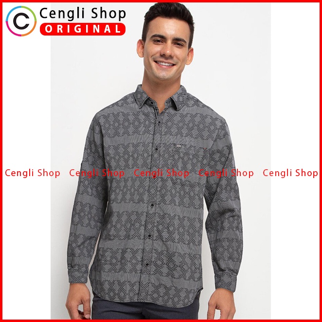 BAJU KEMEJA PRIA CARDINAL ORIGINAL LENGAN PANJANG BIRU NAVY CA10