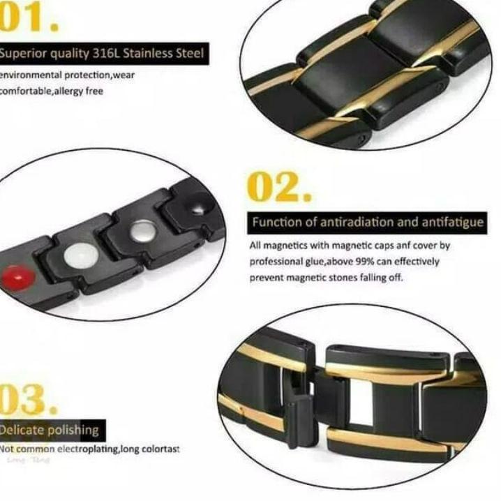 Serbuuuu.. Gelang terapi energi  Kesehatan Pria wanitaTitanium Magnetic Bio Magnetik Anti-Letih anti