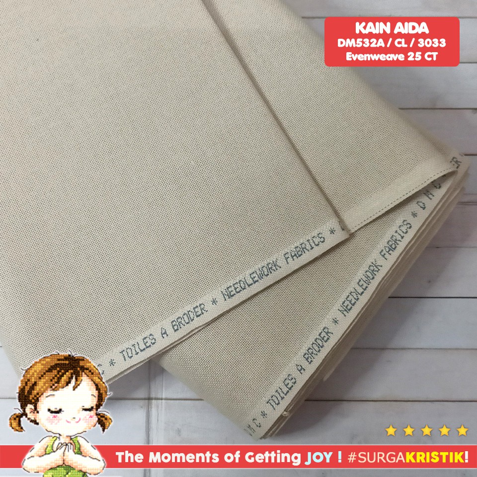 Kain Kristik Strimin Sulam Evenweave DMC 25ct 3033 Cokelat Muda DM532