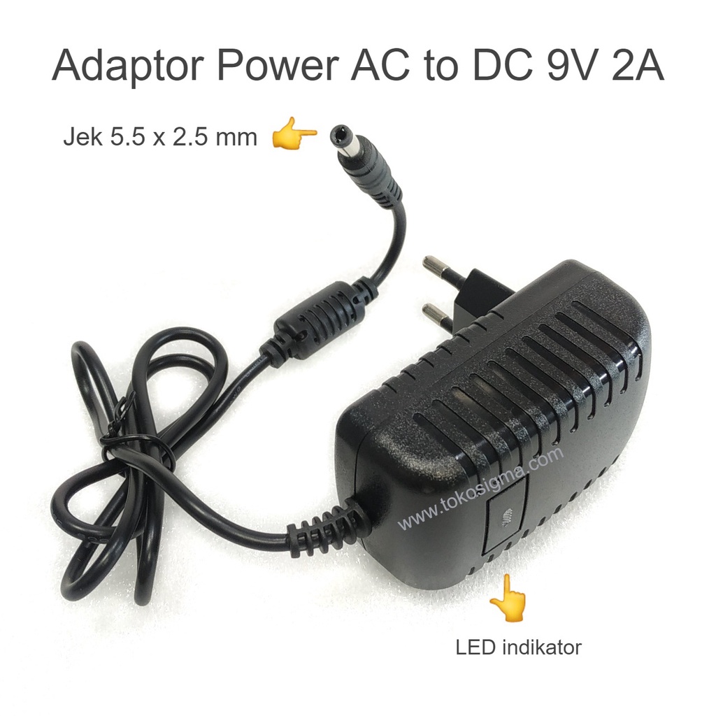 Adaptor Switching Power Supply AC to DC 9V 2A 2000mA jek 5.5x2.5mm