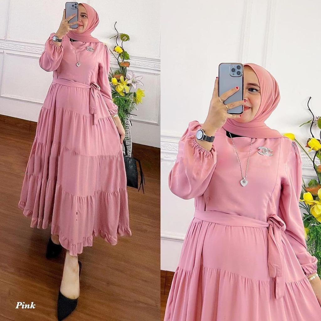 NAZWA MIDI DRESS BO Bahan RAYON VISCORE LD 105 CM PJ 125 CM PT 56 CM MIDI DRESS MUSLIM MIDI CASUAL DRESS KOREA MIDI LONG DRESS KOREA