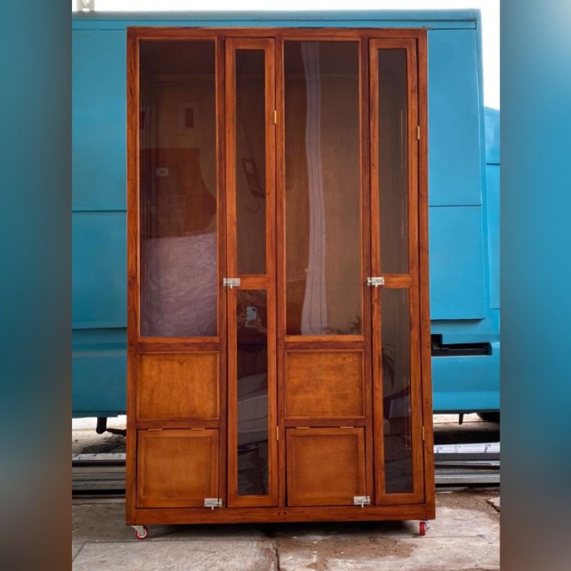 kandang kucing custom bahan kayu natural coklat