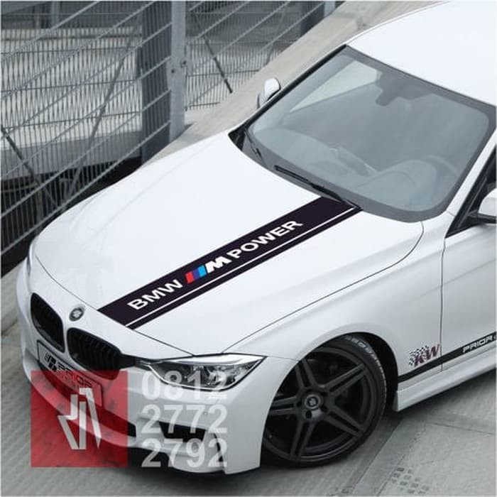 Stiker Mobil Striping Kap Mesin Bmw Power Color Sticker Keren 01