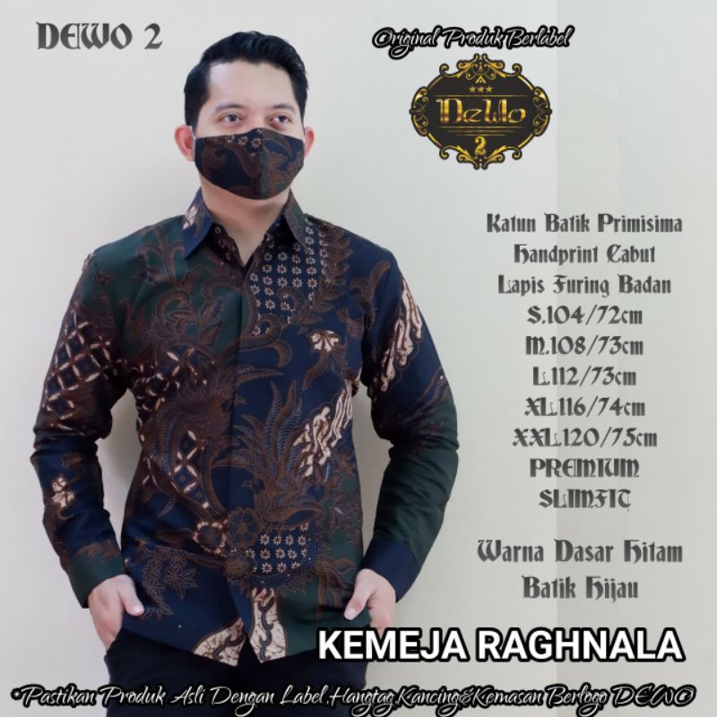 Kemeja Batik Slimfit Pria Terbaru Batik Warna Hijau Lengan Panjang RAGNALA