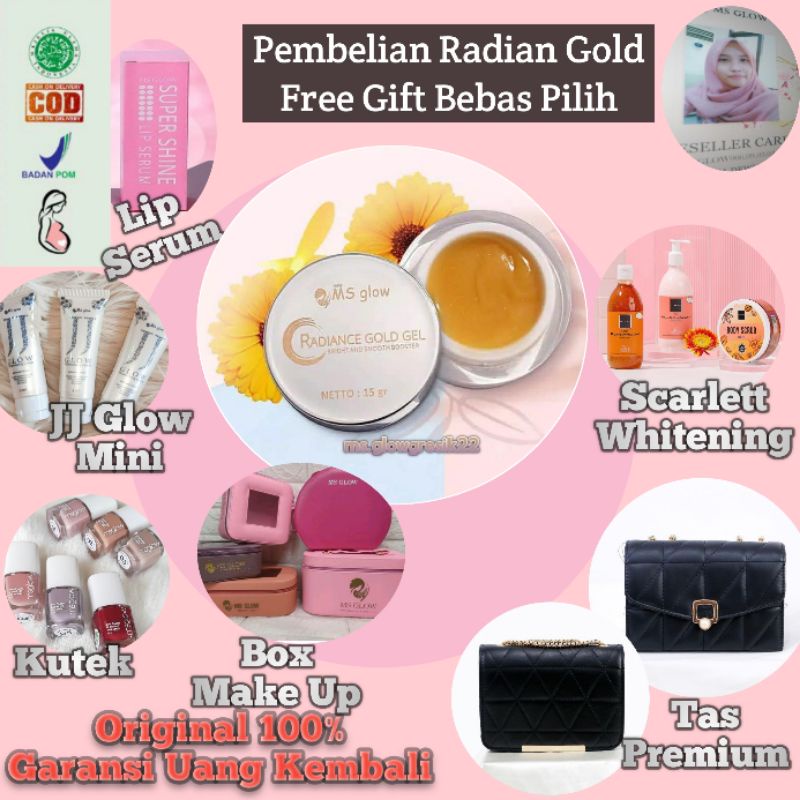 Radian Gold Ms Glow Free Tas/box make up/Scarlett