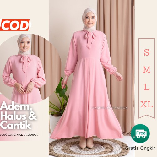 Gamis Terbaru Remaja Wanita Kekinian Polos Korean Style 2021 Jumbo Muslim Lebaran Kondangan Premium