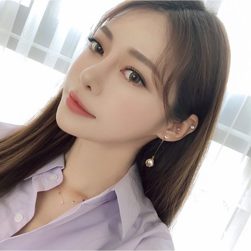 Anting Tusuk Minimalist Panjang Pearl Berlian Earrings Untuk Wanita