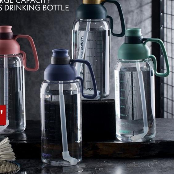 ♧ SATO 1.8L Sports Water Bottle Botol Air Minum Sedotan BPA-free Tumbler - PINK ◊