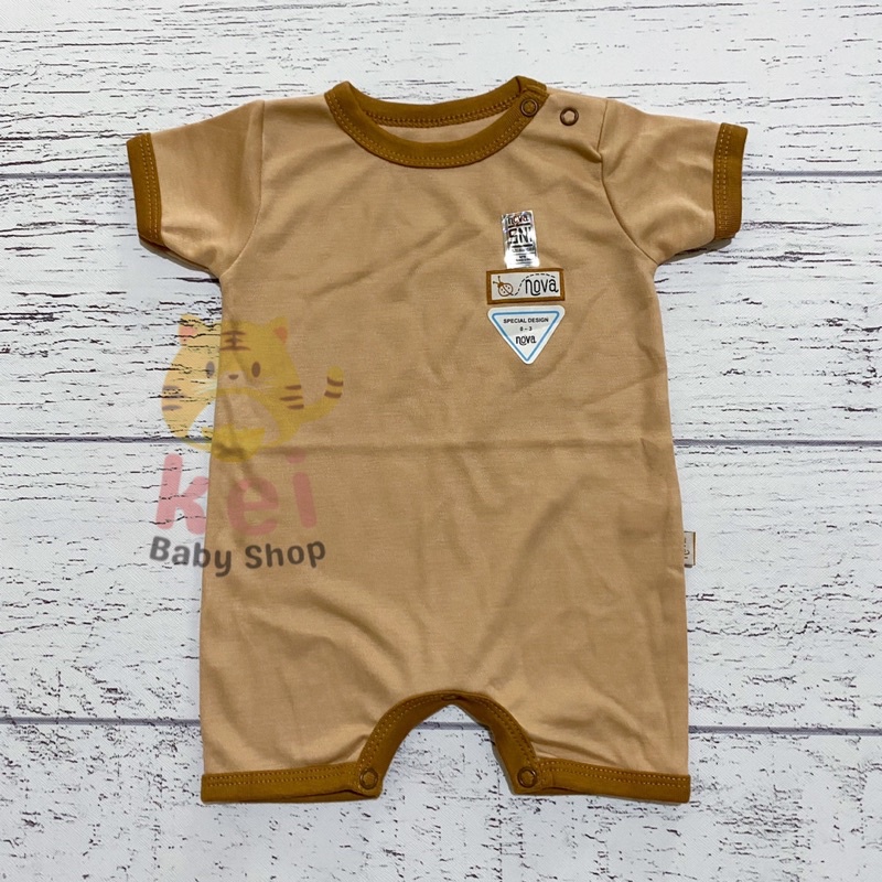 Nova Jumper Bayi Karakter Polos Coklat - Romper Pendek Bayi Nova 0-3 3-6 6-9 Bulan