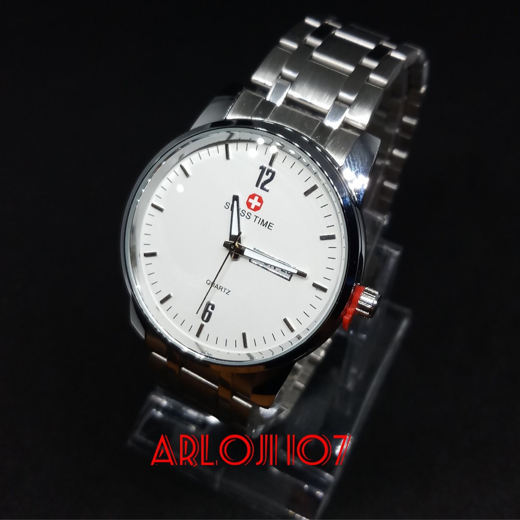 JAM TANGAN PRIA SWISS TIME  SILVER WHITE