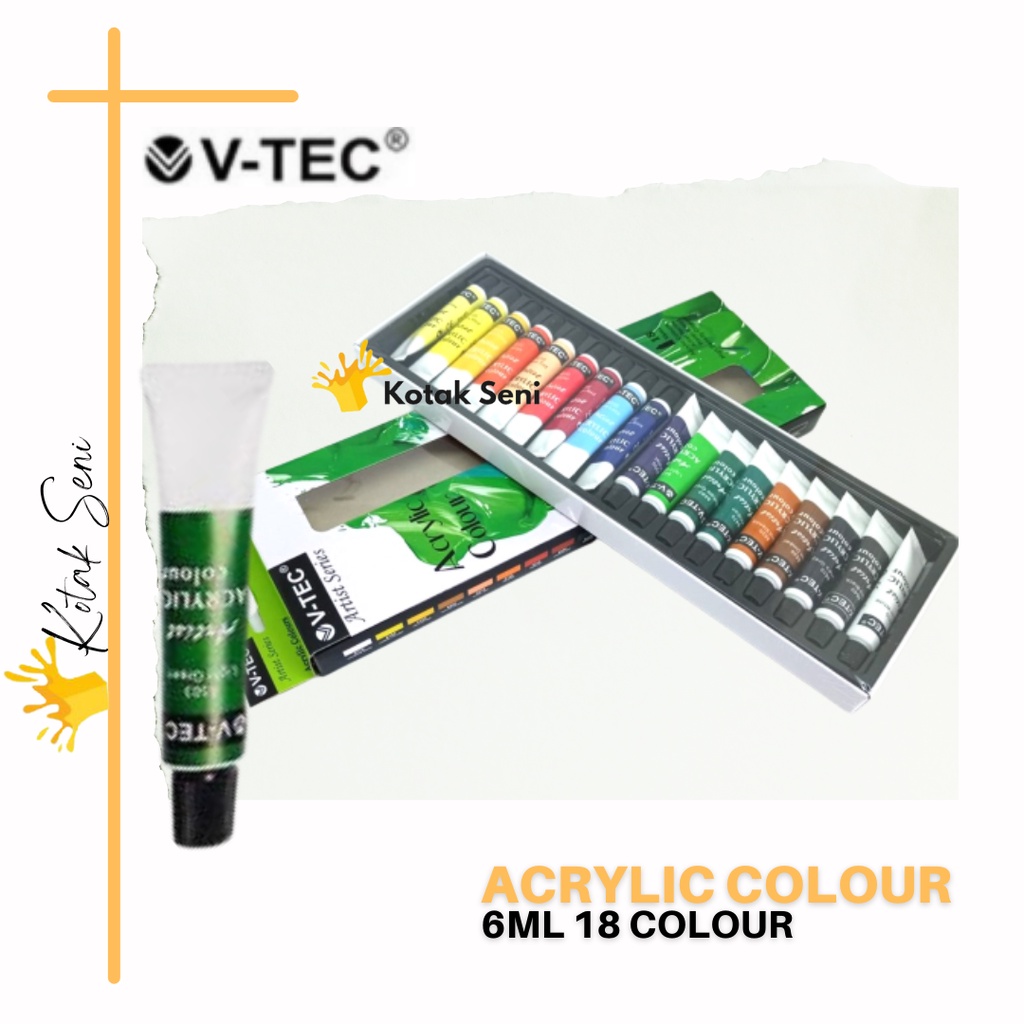V-TEC ACRYLIC COLOURS 6 ML SET 18