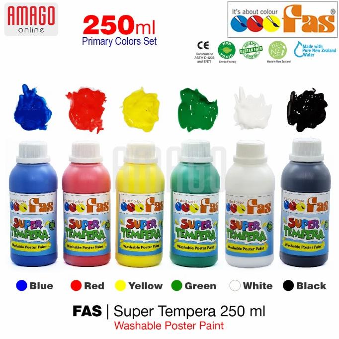 

Paket 6 Warna Dasar - Fas Super Tempera Washable Poster Paint - 250 Ml