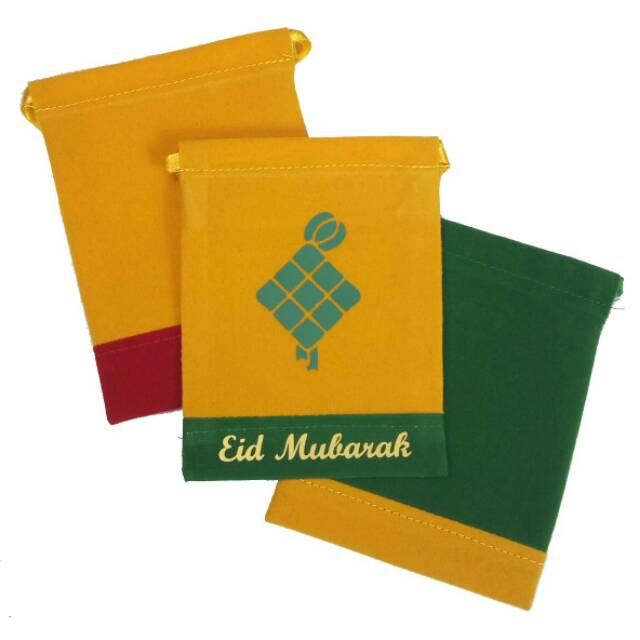 

Pouch Kantong Serut bahan Bludru edisi Amplop Lebaran / Angpao Natal