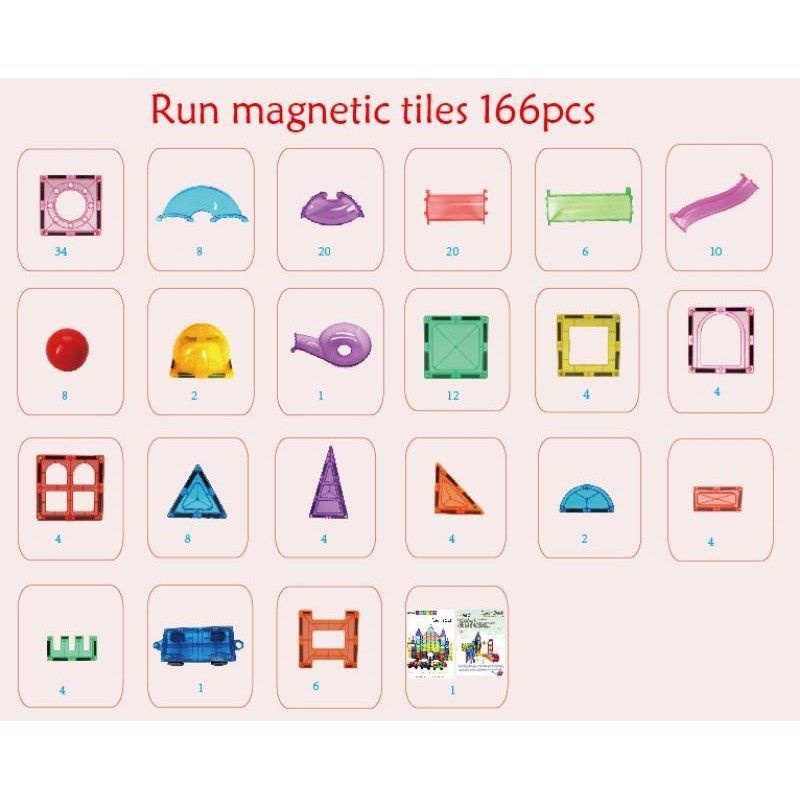 Magnescape magnetic tiles marble run 166pcs