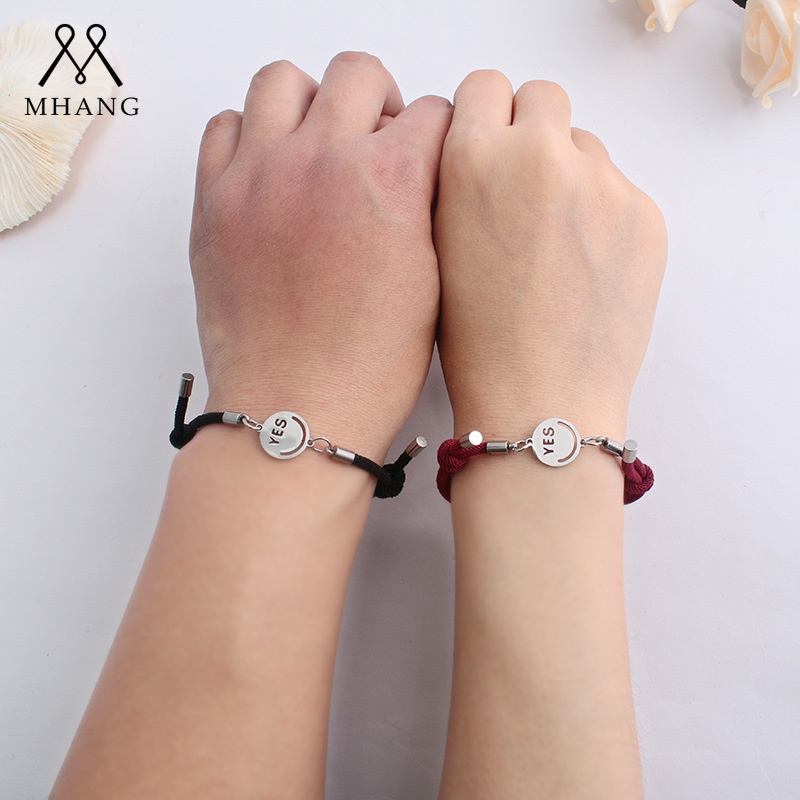 Gelang Tali Magnetik Bahan Titanium Steel Anti Karat Untuk Pasangan