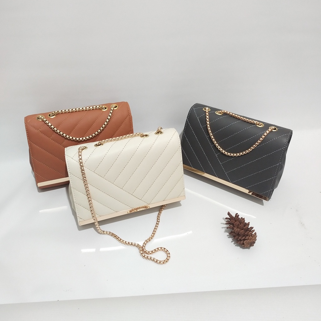 Tas selempang wanita tas Pesta Tali Rantai Polos Shoulder Bag remaja Sling Bag polos Tas Slempang Cewek