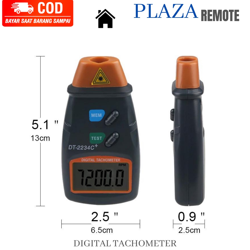 DIGITAL LASER TACHOMETER PHOTO  2.5-100000 RPM PENGUKUR KECEPATAN