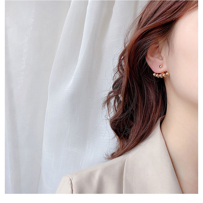 Anting Stud Bahan 925 Silver Needle Logam Gaya Retro Korea Untuk Wanita