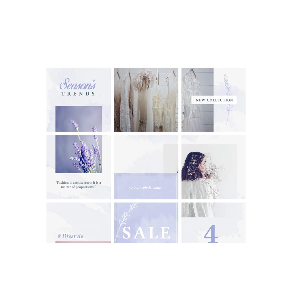 Lavender Instagram Puzzle Template - Photoshop