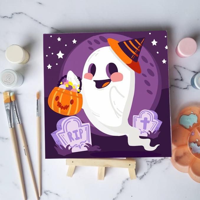 

Paint by number Halloween Casper diy painting canvas 20x20 alat lukis