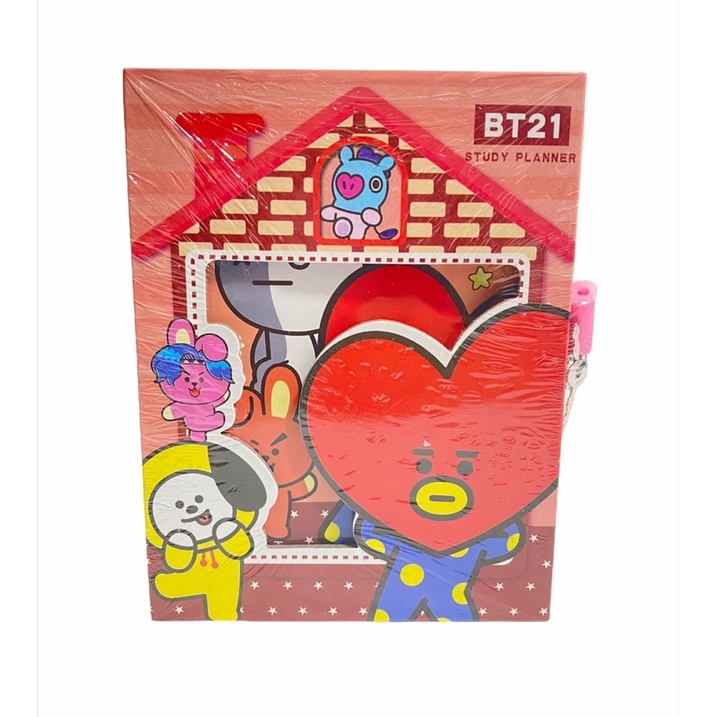 BUKU DIARY BTS / BT21 - BESAR CATATAN DIARY KUNCI GEMBOK BTS RED PINK BLUE / LOCK PERSONAL NOTEBOOK KUNCI TEBAL ARMY KPOP