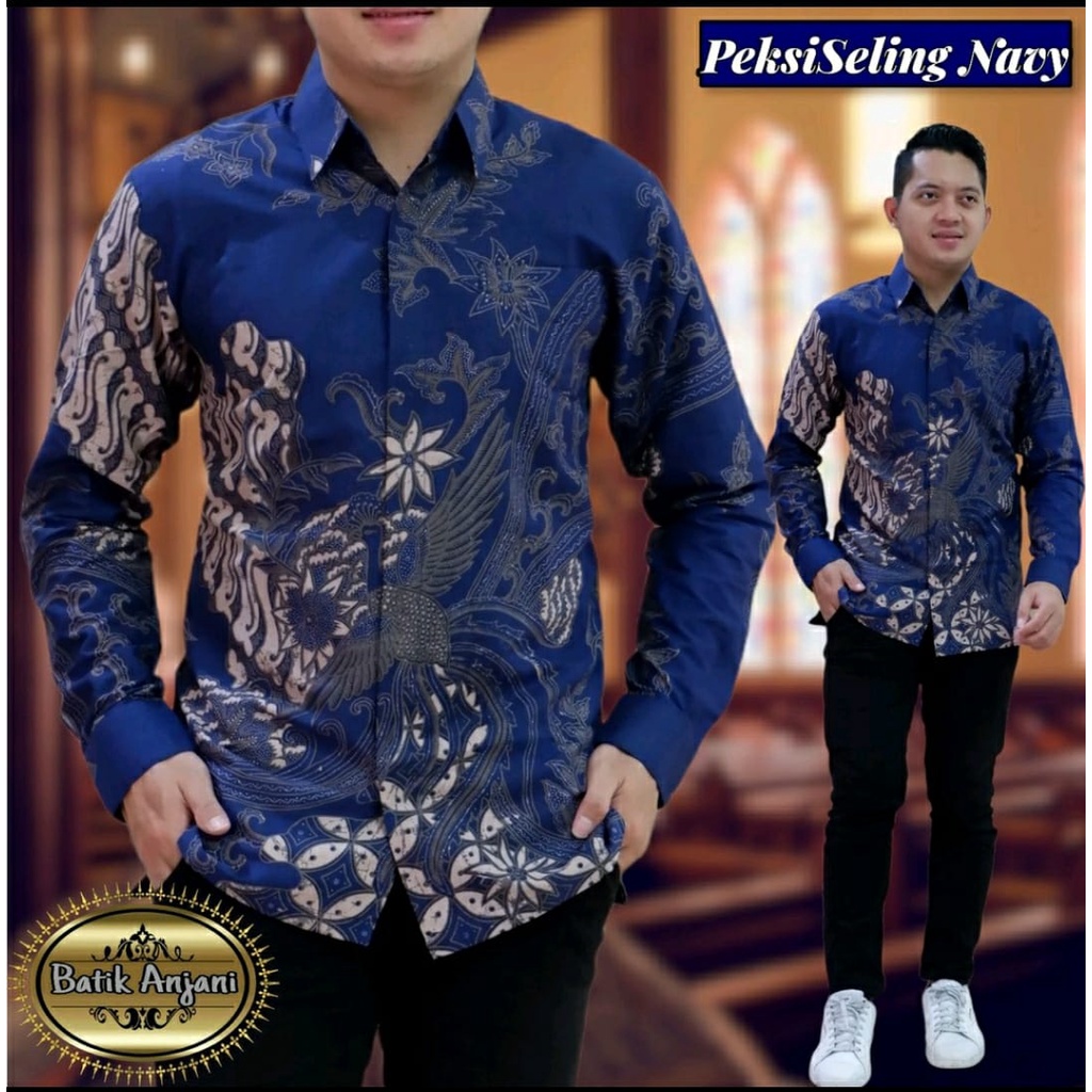 PEKSI SELING NAVY BIRU DONGKER HOT SALE KEMEJA BATIK PRIA PREMIUM LENGAN PANJANG DAN PENDEK SERAGAMA