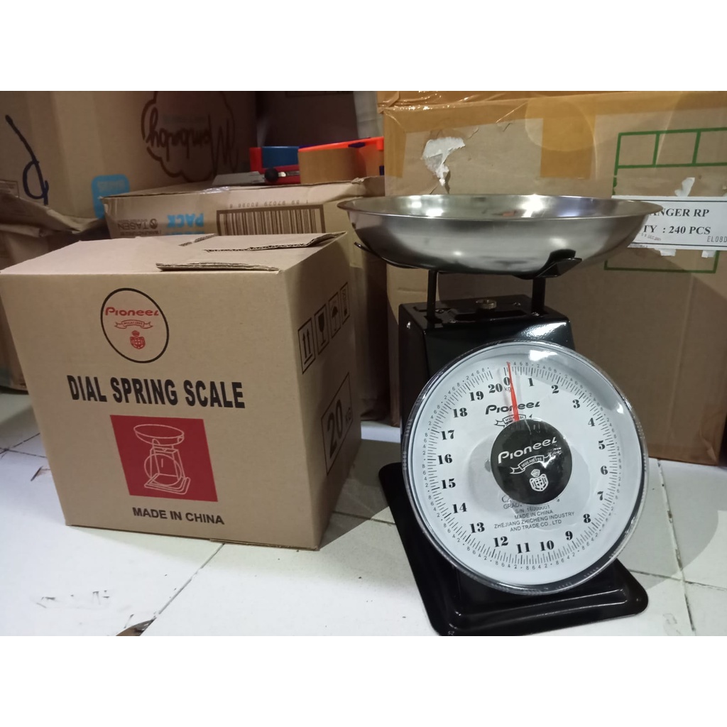 Timbangan Pioneel 5kg/10kg/15kg/20kg Besi Stainless Jarum Analog Manual Duduk Sembako Telor Kue Tepung Buah Sayur Daging Ikan Barang Laundry Kargo