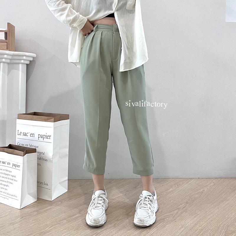 SIVALI Elika Pants 345/555 - Ankle Pants BIG SIZE - Loose Pants for Petite Girls Ukuran Jumbo - Celana 7/8 Bahan Jatuh - Celana Kerja Wanita