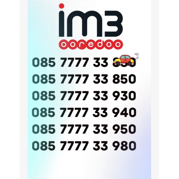 Nomer Cantik IM3 Seri 7777