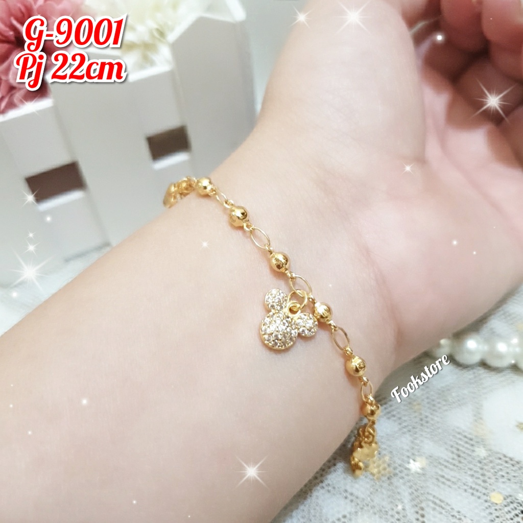 Gelang Tangan Xuping Gold Wanita Dewasa Motif Rantai Permata Cantik