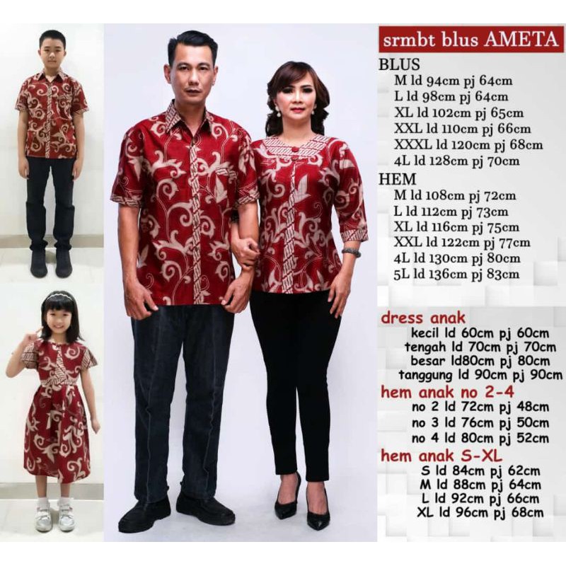 Baju batik cople keluarga set sarimbit couple family modern seragam kebaya terbaru natal anak ameta