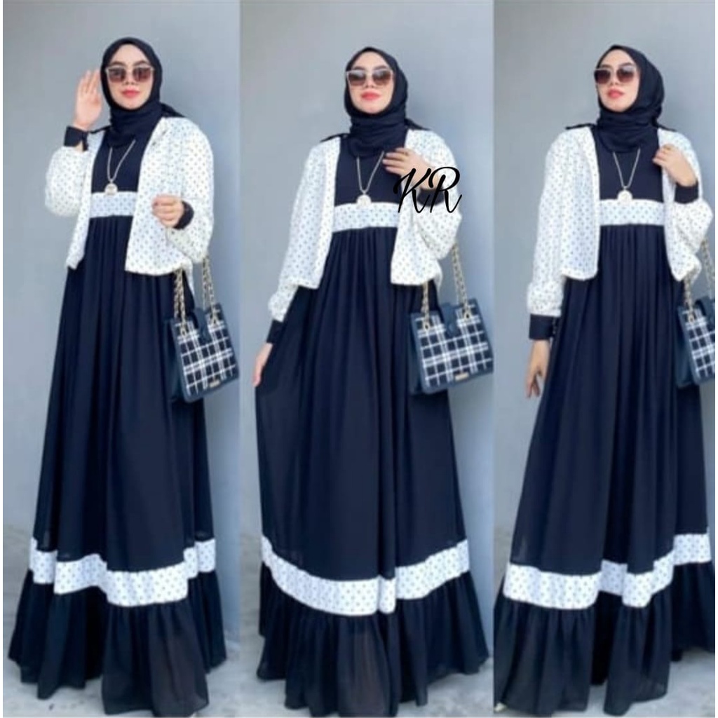 SET HAWWA FASHION PAKAIAN WANITA SETELAN 2IN1 INNER DRESS DAN OUTER KR ADA VIDEO PRODUK ASLI