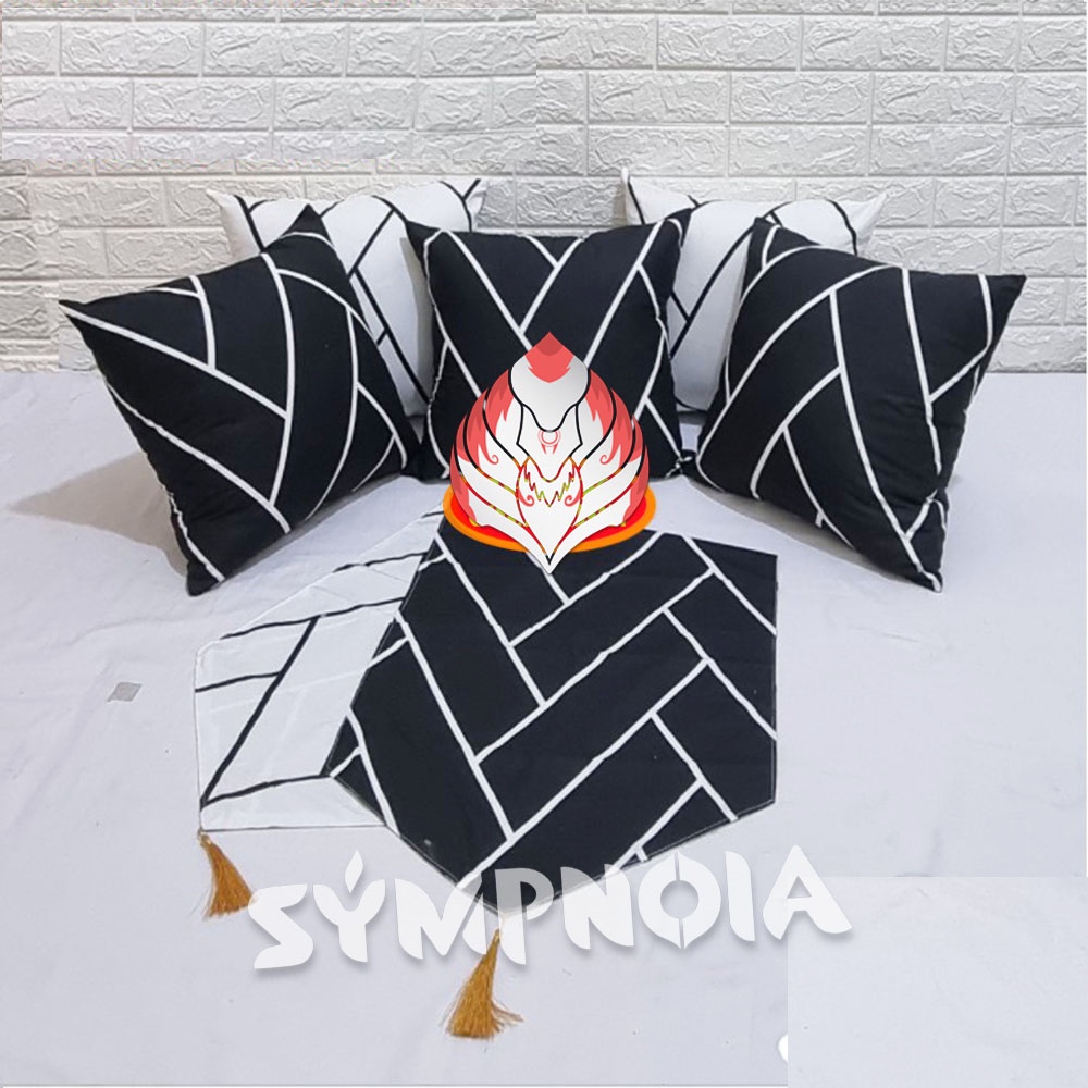 [NEW ARRIVAL] Paket Sarung Bantal Sofa 40x40 + Taplak Meja/ Table Runner [Bayar di tempat]