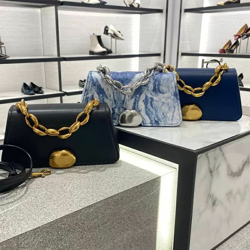 

C metallic chain top handle bag