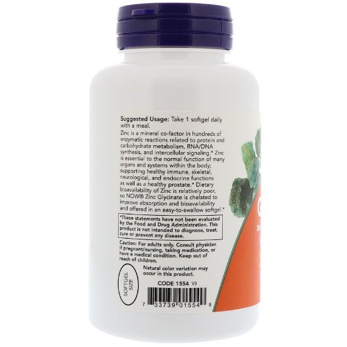 Now Foods Zinc Glycinate 120 Softgels Now Zinc Glycinate Vit Prostat