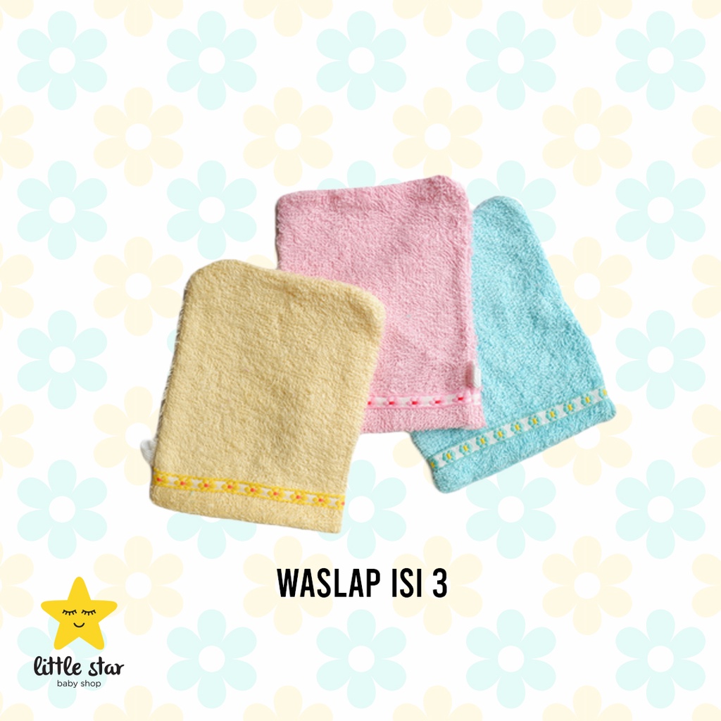 ISI 3 PCS Baby Washlap Handuk Tangan Muka | Waslap Kotak Mandi Bayi Jari Tangan