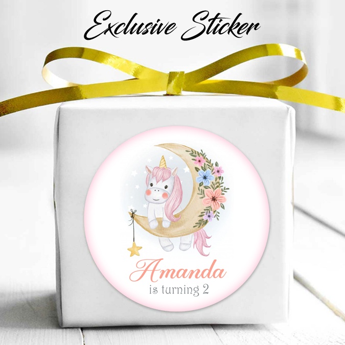 

50 STIKER / STICKER UNICORN 2-5 ULANG TAHUN / ULTAH / BIRTHDAY