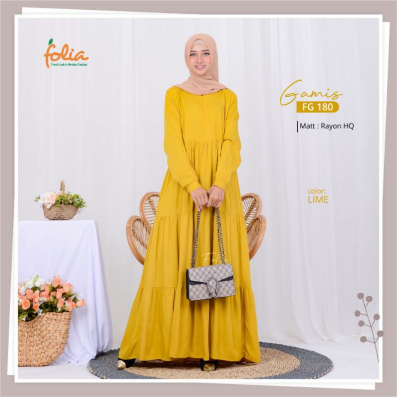 Folia Gamis 180 bahan rayon, rampel susun bagian bawah