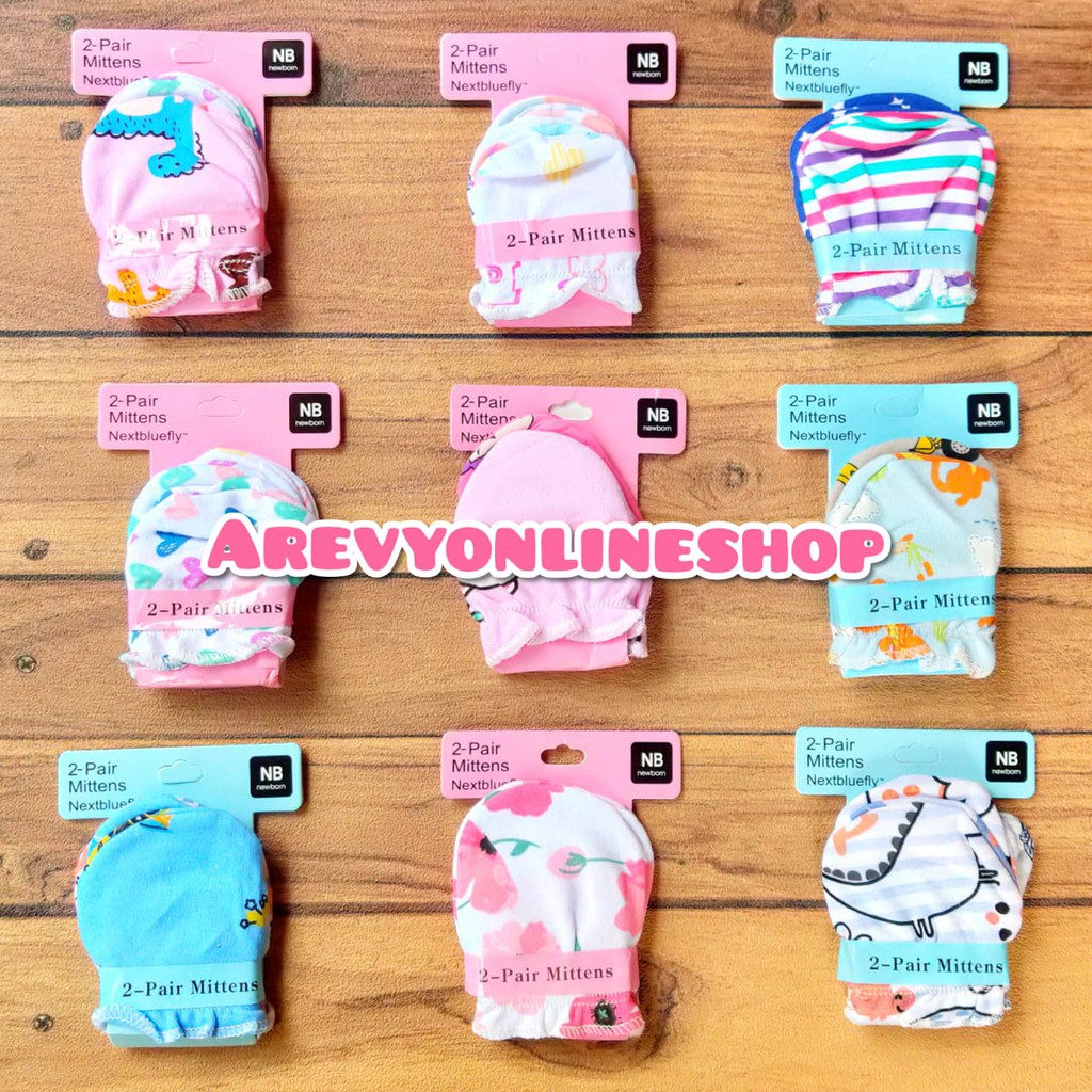 4 pcs (2 pasang) Mittens Booties Motif Terbaru / Sarung Tangan Bayi - Mitten Baby