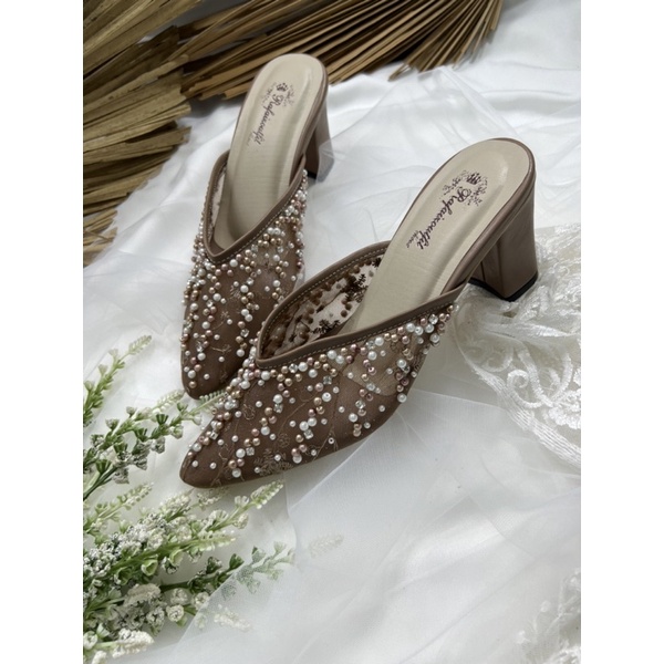 RAFAIZOUTFIt sepatu Yesika mocca sepatu wedding heels  cantik tinggi 7cm