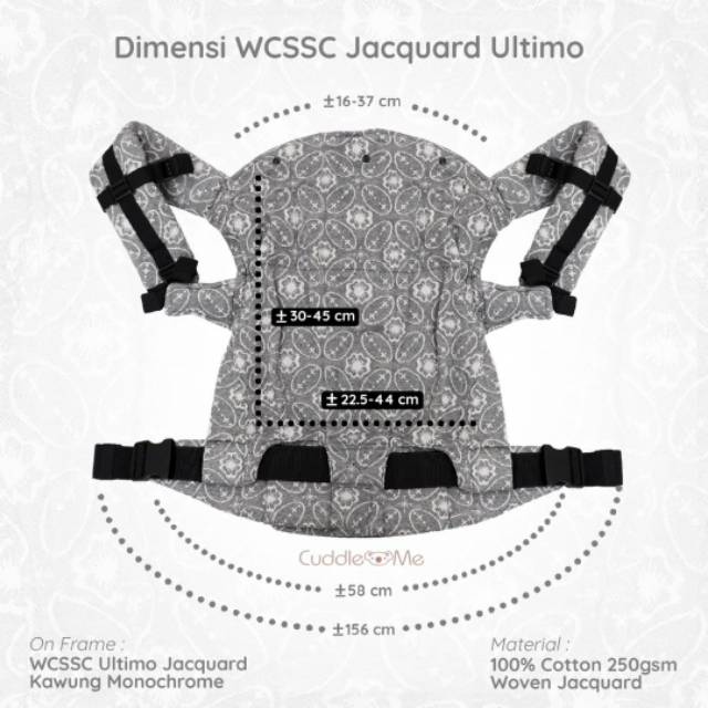 Gendongan Baby Carrier Mshape Cuddleme Ultimo WCSSC Newborn 5 Posisi Gendong Include Hipseat SNI BONUS Bebas Pilih